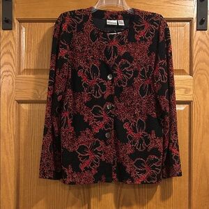 Chico’s Matching Twin Set Black, Red, & Metallic Gold Sweater and Tank Size 2